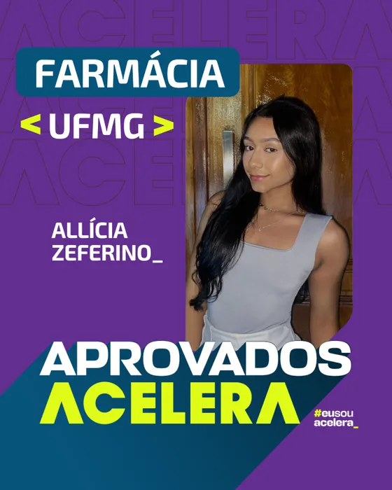 Allícia Zeferino, aprovação em Farmácia · UFMG