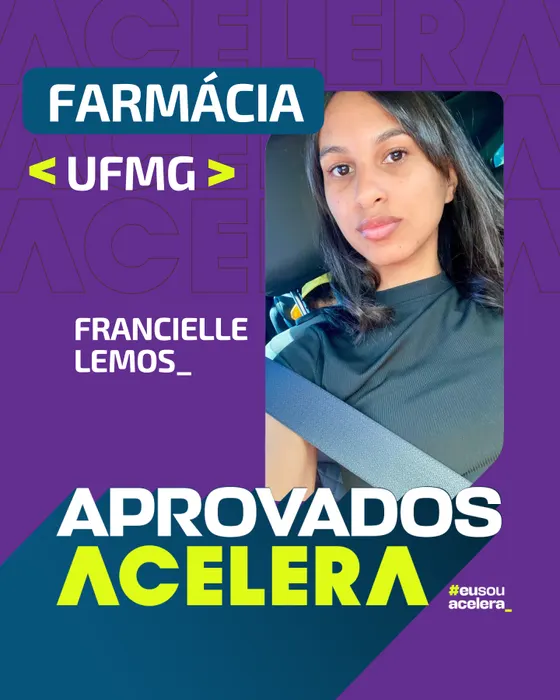 Francielle Lemos, aprovação em Farmácia · UFMG