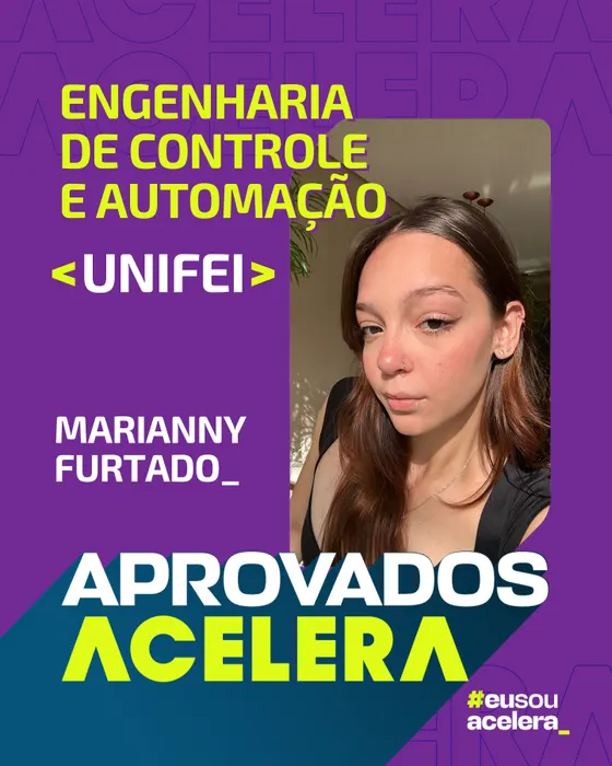 Marianny Furtado, aprovação em Engenharia de Controle e Automação · UNIFEI